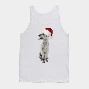 Funny Irish wolfhound In Santa Hat Tank Top